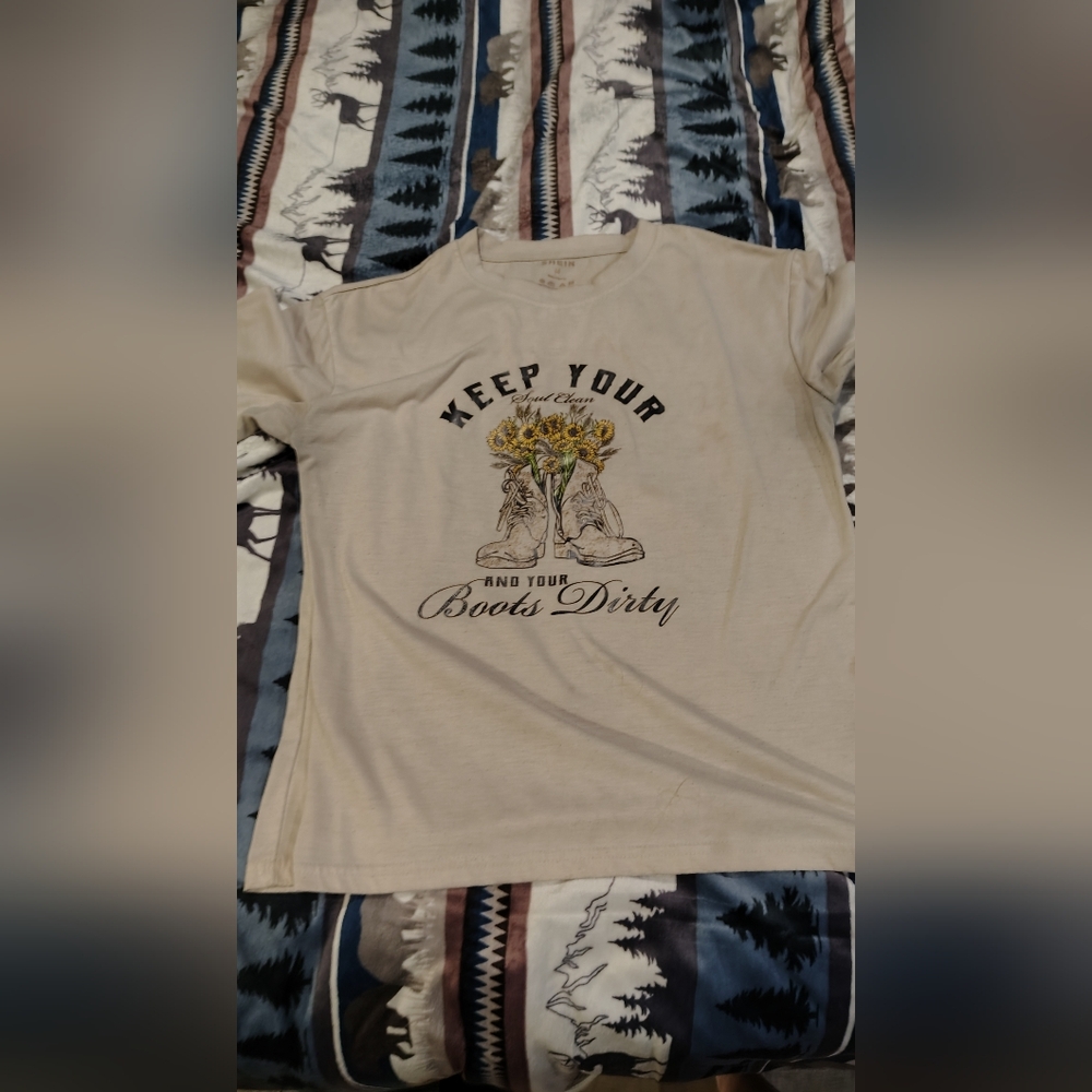 Graphic Tee with Boots Design